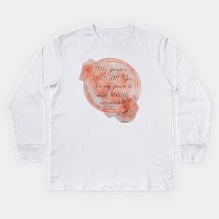 My grace is sufficient for you watercolour wreath Kids Long Sleeve T-Shirt